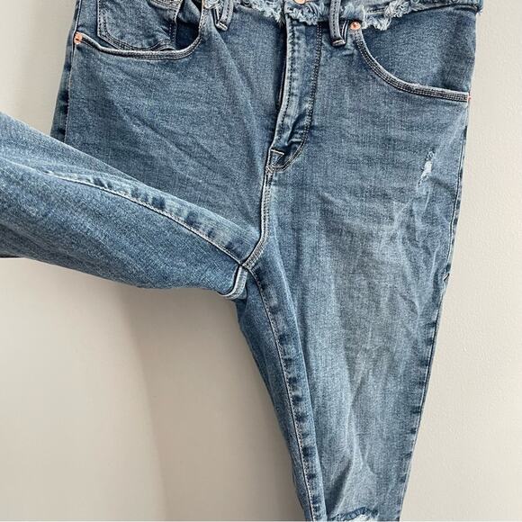 Good American | Women’s Good Legs Frayed Jeans Blue612 Denim Skinny Distressed 8 - Picture 5 of 9